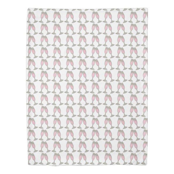 Bubbly Pink Champagne Toast Cheers  Duvet Cover