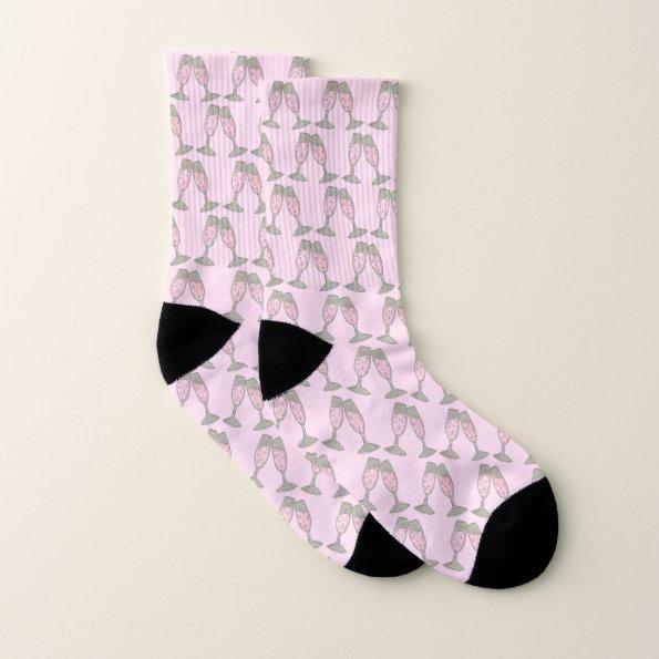 Bubbly Pink Champagne Toast Cheers Bridal Shower Socks