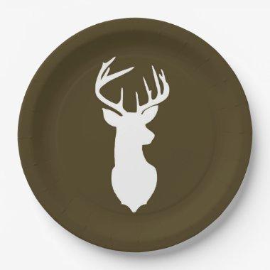 Buck White Deer Silhouette Plate | Dark Brown