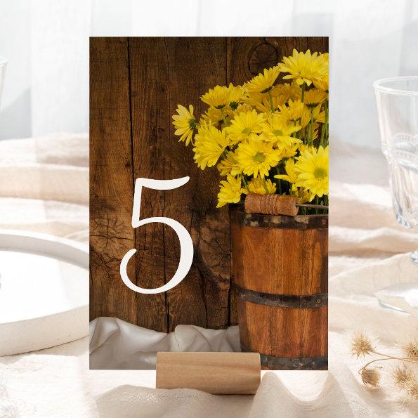 Bucket and Daisies Country Wedding Table Number