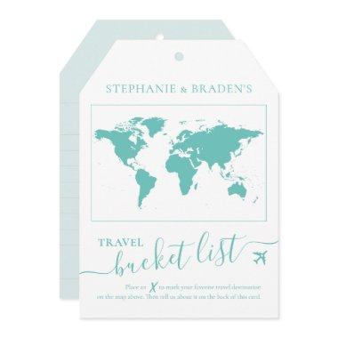 Bucket List Travel Advice Tag Shape Invitations Turquoise