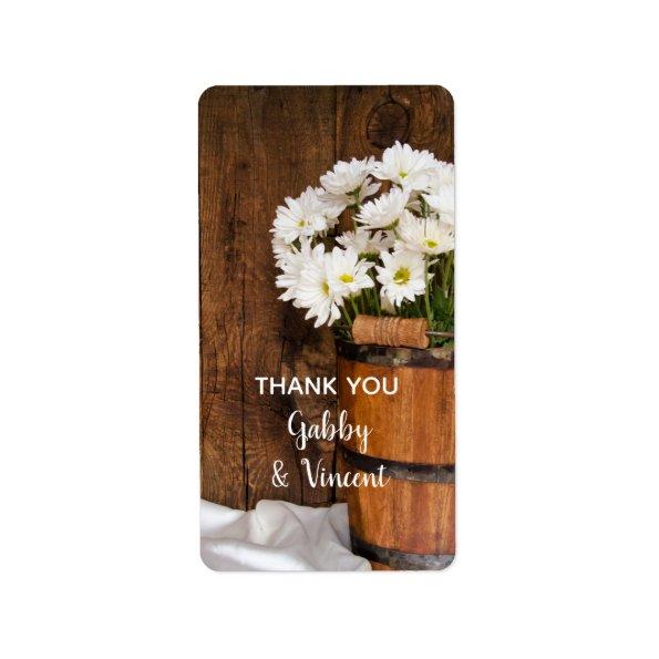 Bucket White Daisies Barn Wedding Thank You Tags