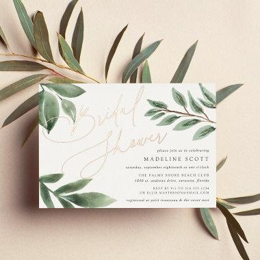 Budding Branch | Elegant Botanical Bridal Shower Foil Invitations