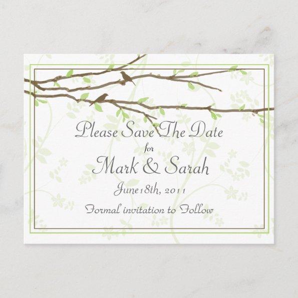 Budding Branches with Birds Save the Date PostInvitations