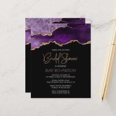 Budget Agate Geode Purple Bridal Shower Invitations