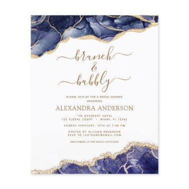 Budget Agate Navy Blue Gold Brunch & Bubbly Flyer