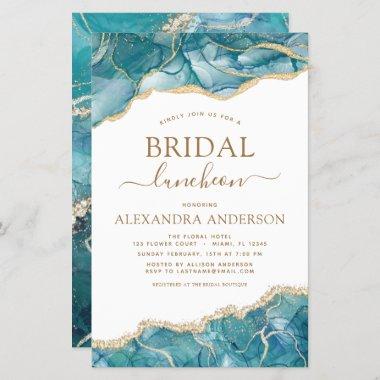 Budget Agate Teal Gold Bridal Shower Luncheon