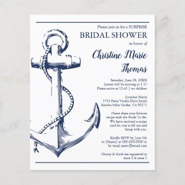 Budget Anchor Nautical Bridal Shower Invitations