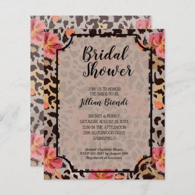 Budget Animal Print Floral Bridal Shower Invites