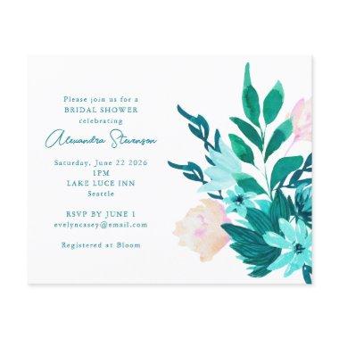 Budget Aqua Blue Floral Bridal Shower Invitations