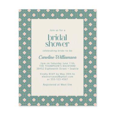 Budget Art Deco Geometric Teal Pink Bridal Shower