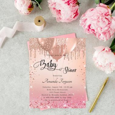 Budget Baby Shower pink rose gold Invitations