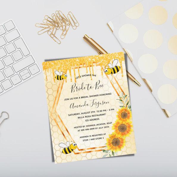 Budget Bee Bridal shower gold glitter sunflowers