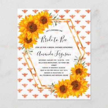 Budget Bee Bridal shower sunflowers rose gold