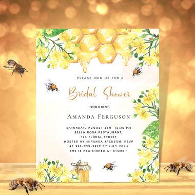 Budget Bee Bridal shower yellow floral Invitations