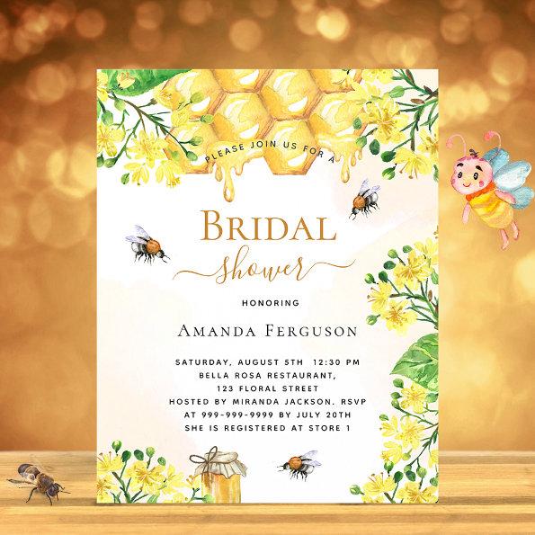 Budget Bee Bridal shower yellow florals Invitations