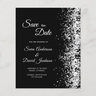 Budget Black Glitter Save the Date Invitations