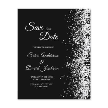 Budget Black Glitter Save the Date Invitations