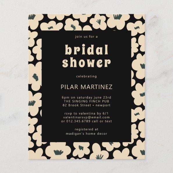 Budget Black White Floral Bridal Shower Invitations