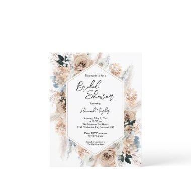 Budget Blue Champagne Floral  Invite