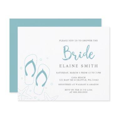 Budget Blue Flip Flops Beach Bridal Shower Invite