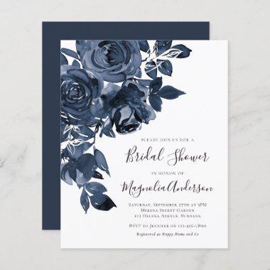 Budget Blue Floral Bridal Shower Invitations