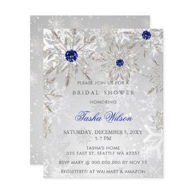 Budget Blue Snowflake Bridal Shower Invitations