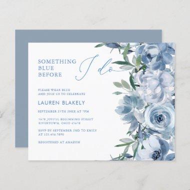 Budget Blue Watercolor Floral Bridal Shower Invite