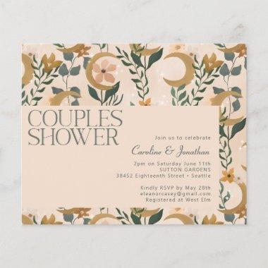 Budget Blush Floral Moon Couples Shower Invite