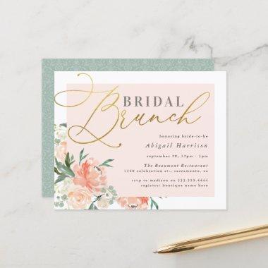 Budget Blush & Gold Script Floral Bridal Brunch