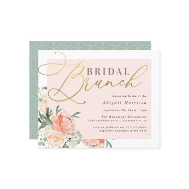 Budget Blush & Gold Script Floral Bridal Brunch