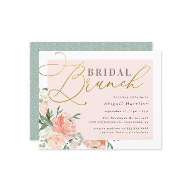 Budget Blush & Gold Script Floral Bridal Brunch