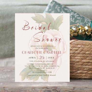 BUDGET Blush Peony Floral Bridal Shower Invitations