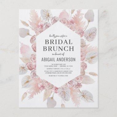 Budget Boho Blush Pink Bridal Brunch Invitations Flyer