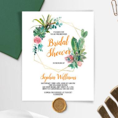 Budget Boho Cactus Bridal Shower Invitations