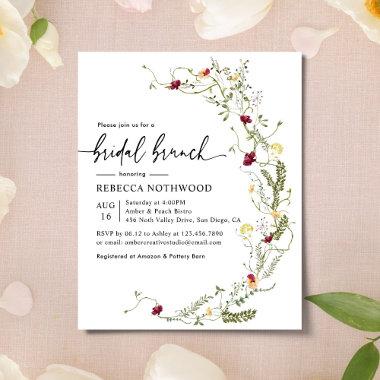 Budget Boho Chic Floral Bridal Brunch Invitations