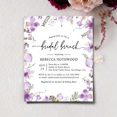 Budget Boho Chic Purple Bridal Brunch Invitations