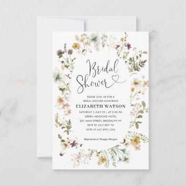 Budget Boho Chic Wildflower Floral Bridal Shower Note Invitations
