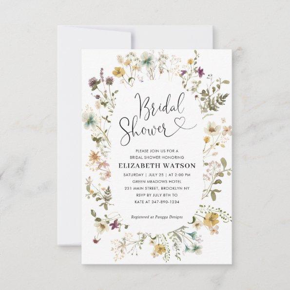 Budget Boho Chic Wildflower Floral Bridal Shower Note Invitations