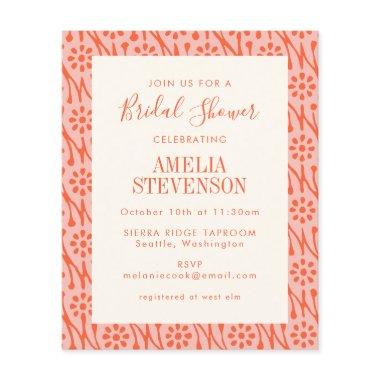Budget Boho Coral Botanical  Invite