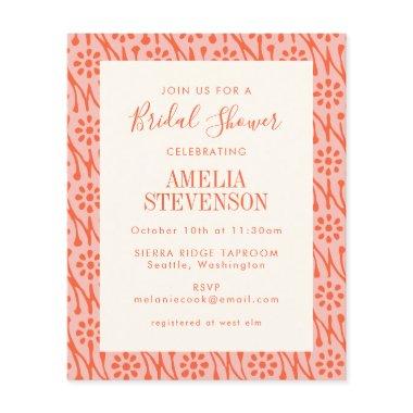 Budget Boho Coral Botanical Bridal Shower Invite