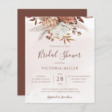 Budget Boho Fall Floral Bridal Shower Invitations
