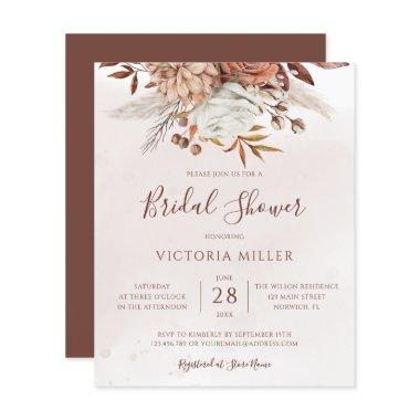 Budget Boho Fall Floral Bridal Shower Invitations