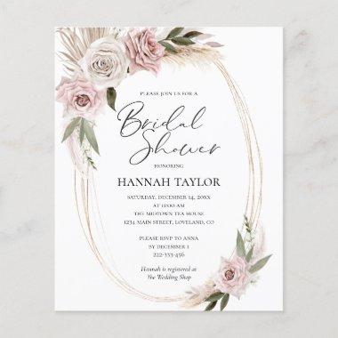 Budget Boho Floral Bridal Shower Invite