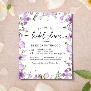 Budget Boho Lavender Bridal Shower Invitations