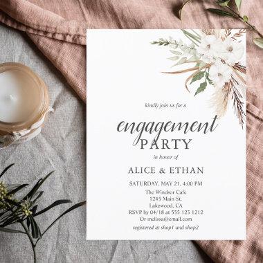 Budget Boho Pampa Grass Greenery Engagement Party Invitation PostInvitations