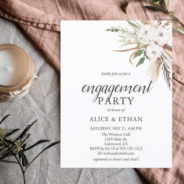Budget Boho Pampa Grass Greenery Engagement Party Invitation Post