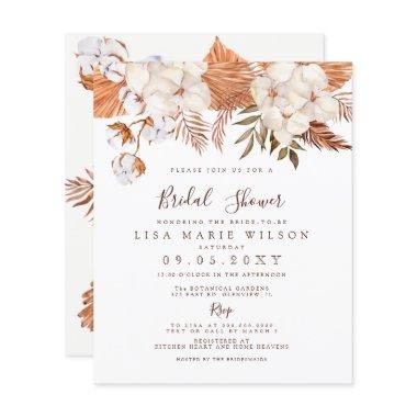 Budget Boho Pampas Bridal Shower Invitations