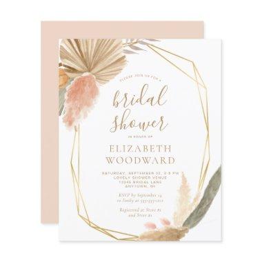 Budget Boho Pampas Grass Bridal Shower Invitations