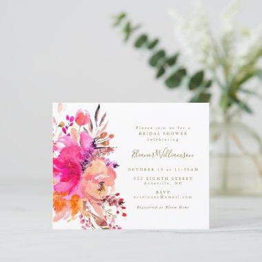 Budget Boho Pink Floral Bridal Shower Invitations